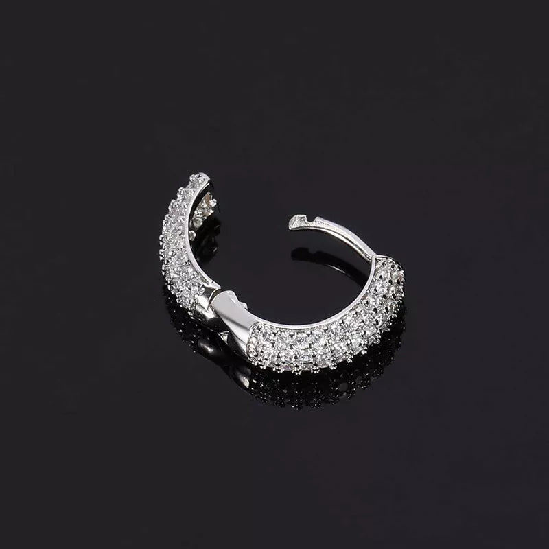 18k Gold Diamond Hoop Round Earrings