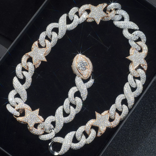 15MM Evil Eye VVS Diamond Cuban Link Brackelet/Chain