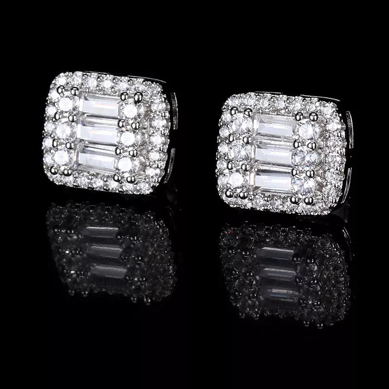 18k Diamond Square Stud Earrings