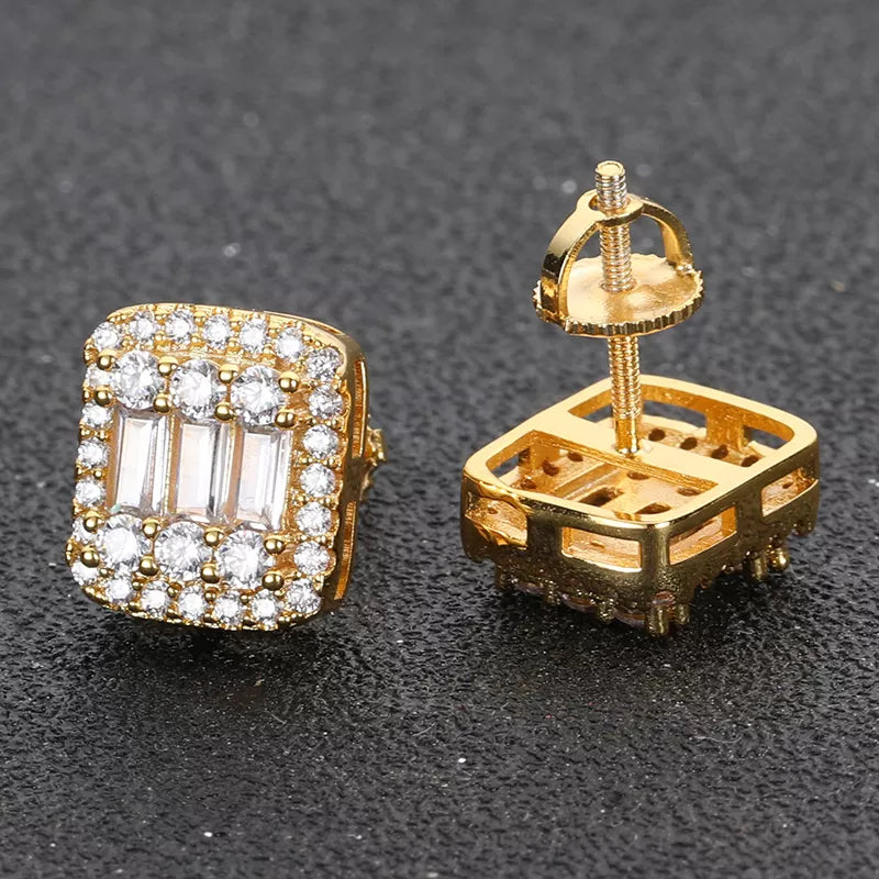 18k Diamond Square Stud Earrings