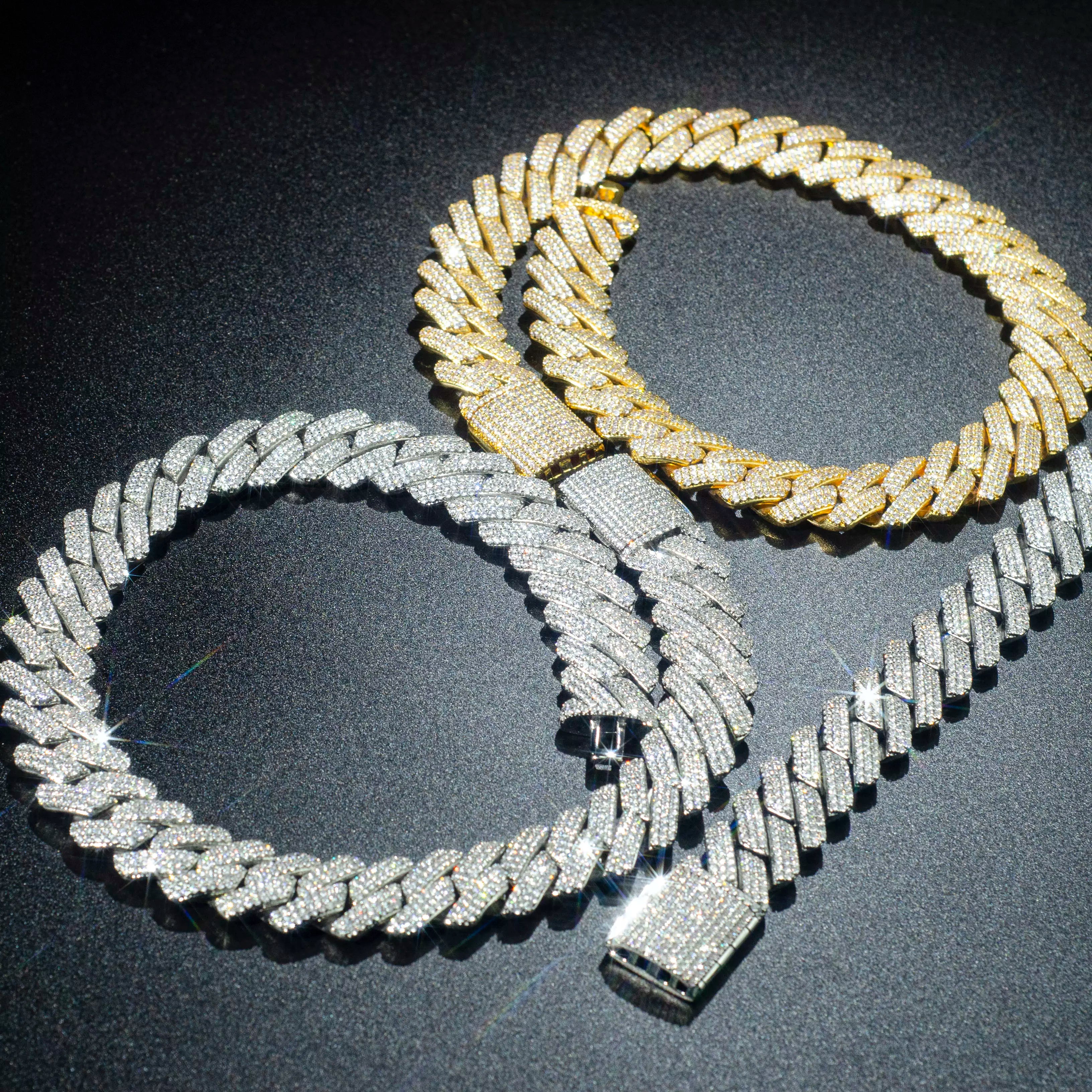 20MM 18K Gold/White Iced Out Diamond Bracelet/Chain