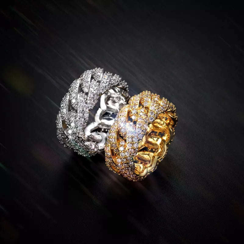 18k Gold Plated Cuban Diamond Ring