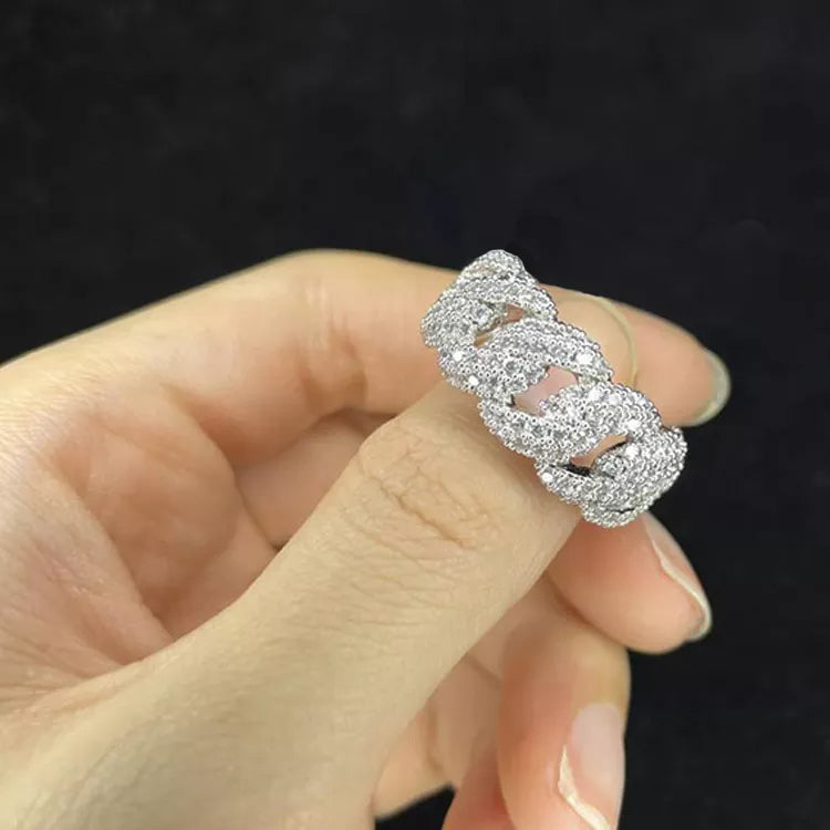 18k Gold Plated Cuban Diamond Ring