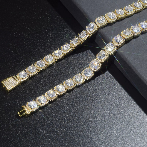 10MM Square Diamond Tennis Bracelet/Chain