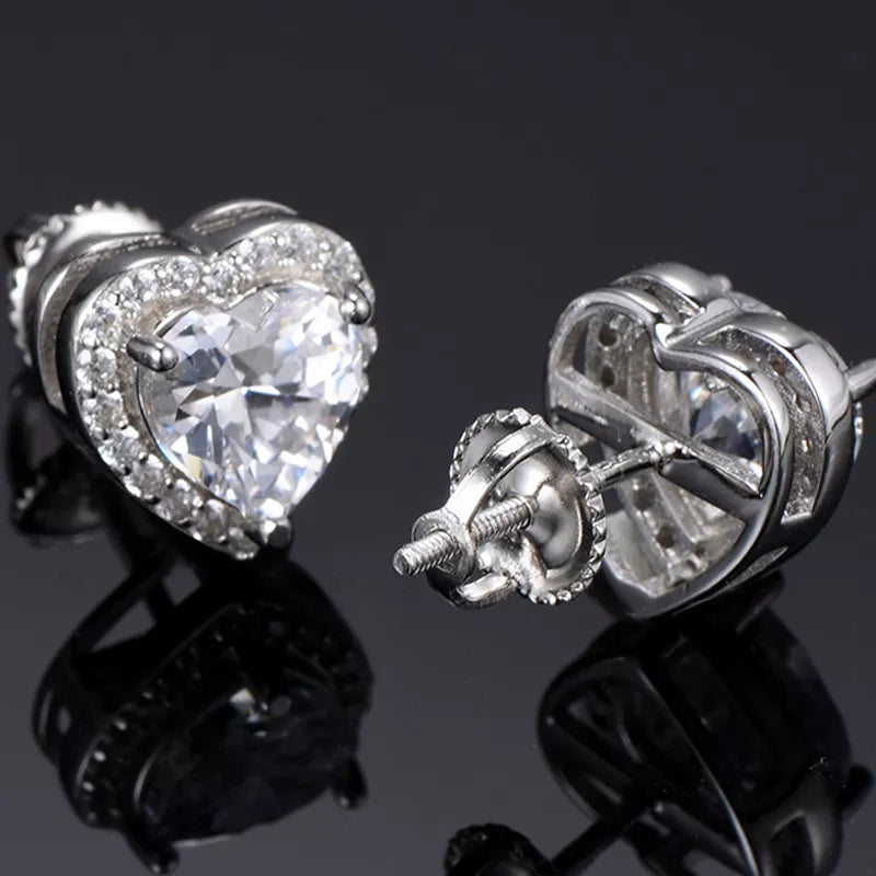 White Gold Diamond Heart Shape Stud