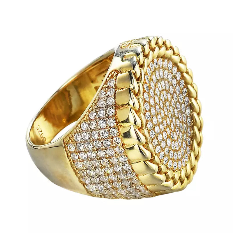 14K Round Iced Out Diamond Ring