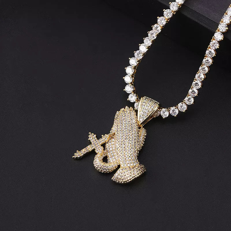 Prayer Cross Diamond Pendant