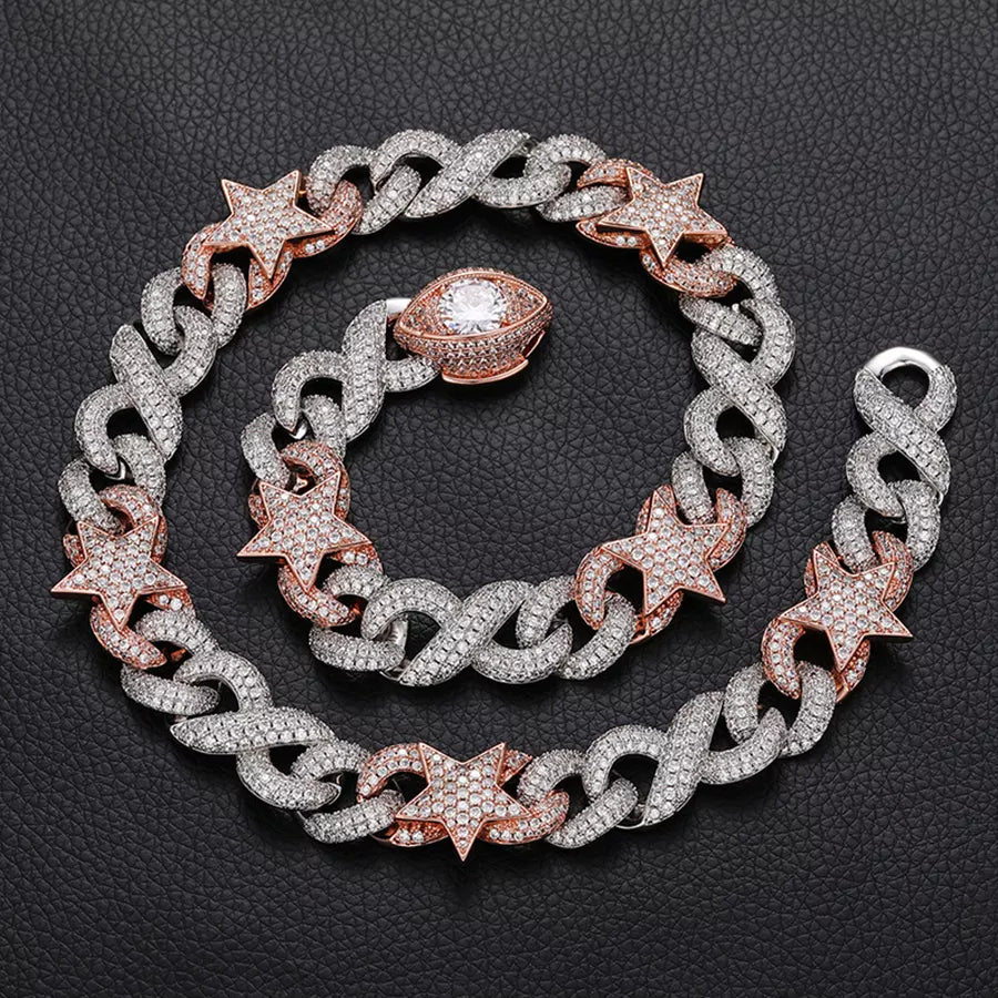 15MM Evil Eye VVS Diamond Cuban Link Brackelet/Chain